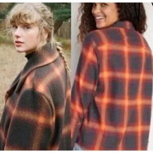 Old Navy Women Top Sz M Plaid Boyfriend Swiftie Taylor Swift  Flannel Button Up
